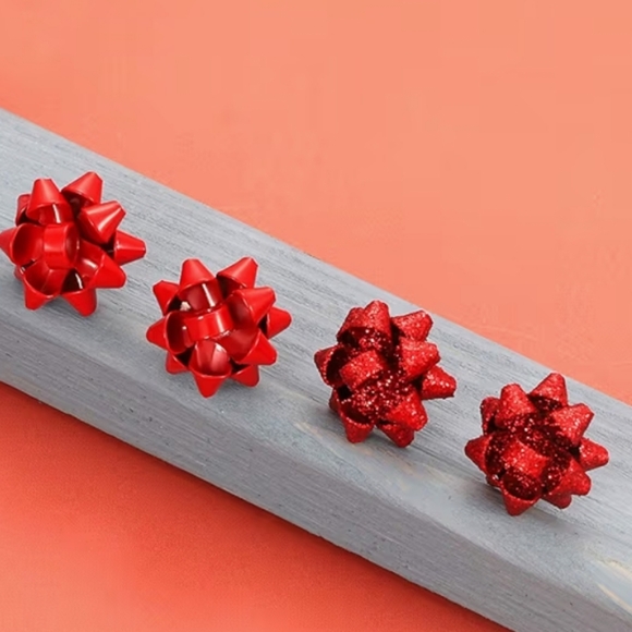 Holiday " Bow Stud Earrings " Pick Your Color - Picture 3 of 4